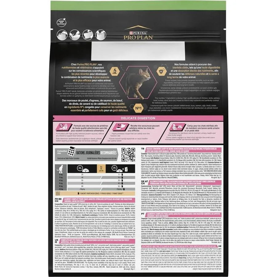 PRO PLAN Sterilised Adult 1+ Delicate Digestion Riche en Poulet de Haute Qualité 3kg