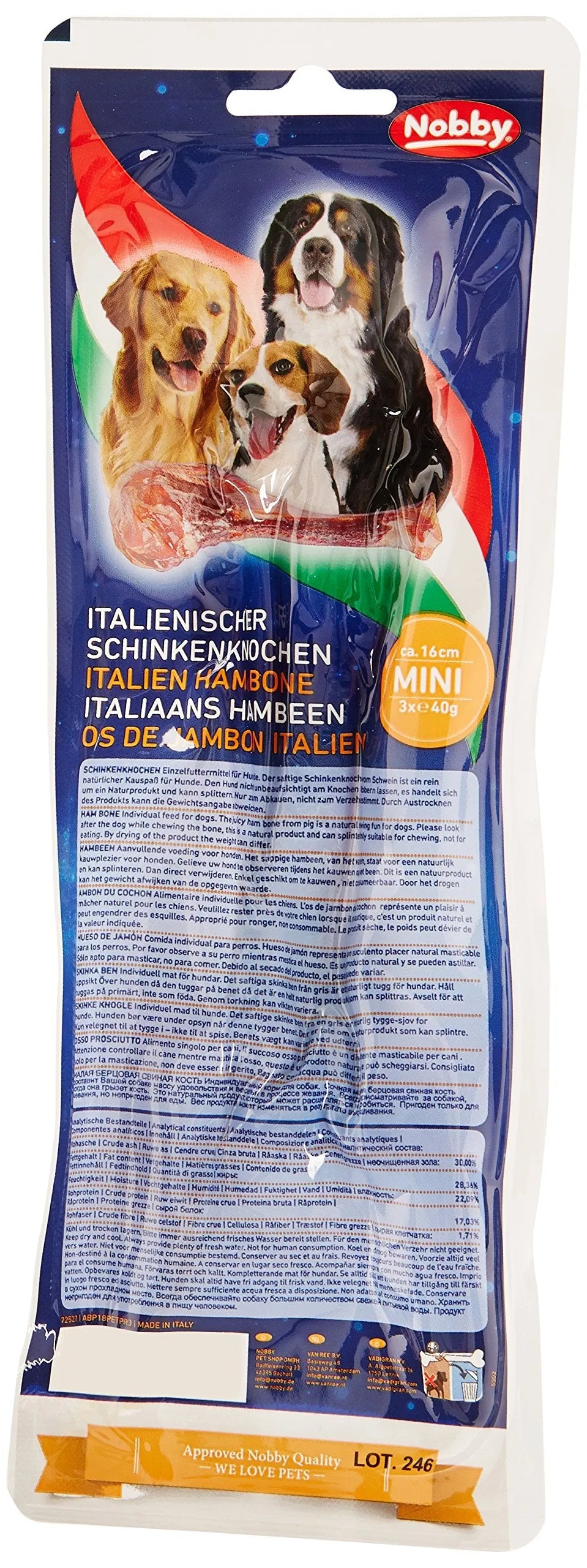 NOBBY Os de Jambon Italien 16cm Lot de 3