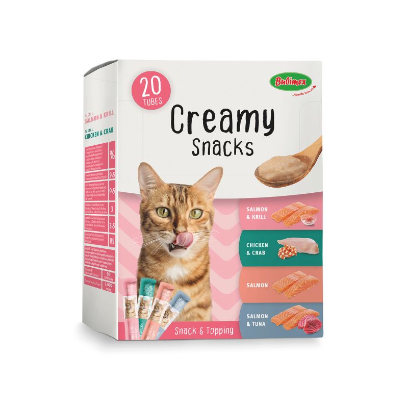 BUBIMEX Creamy Snacks Multipack Friandises à Lécher pour Chat 20 Tubes