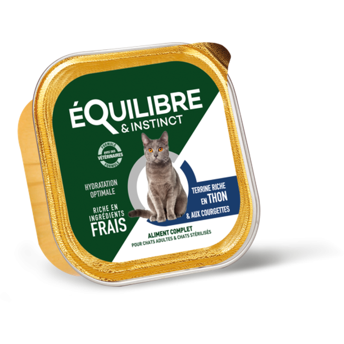 EQUILIBRE & INSTINCT Terrine pour chat stérilisé riche en thon & aux courgettes 85g