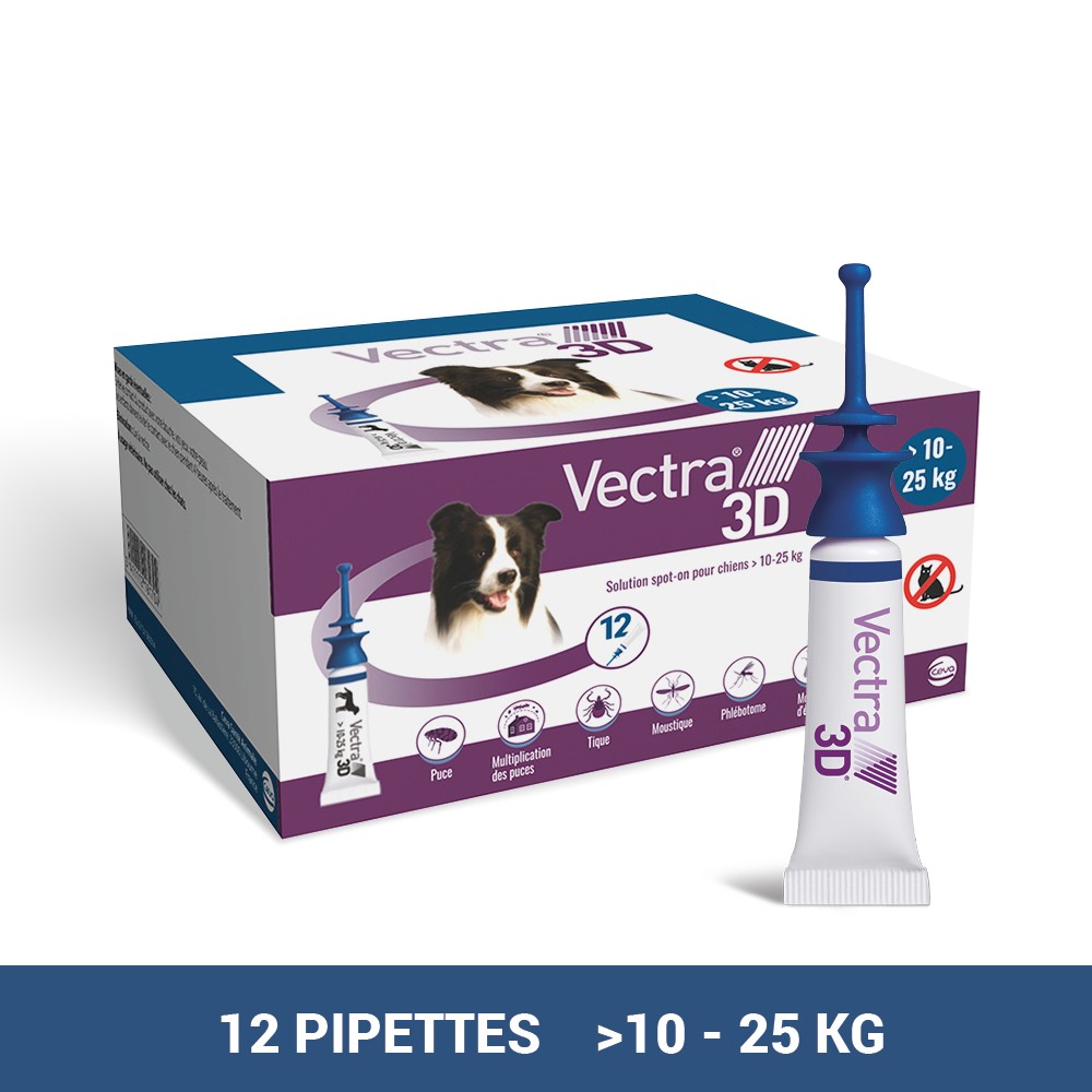 VECTRA Pipettes antiparasitaires vétérinaires pour chiens 4-10 kg 3 pipettes
