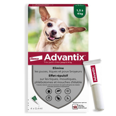 BAYER Advantix Pipettes Antiparasitaires Chien 4-10kg 4 Pipettes