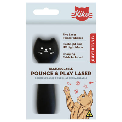 KIKKERLAND Kiko Rechargeable Pounce&Play Laser pour Chats 3 Modes 5 Formes Rechargeable