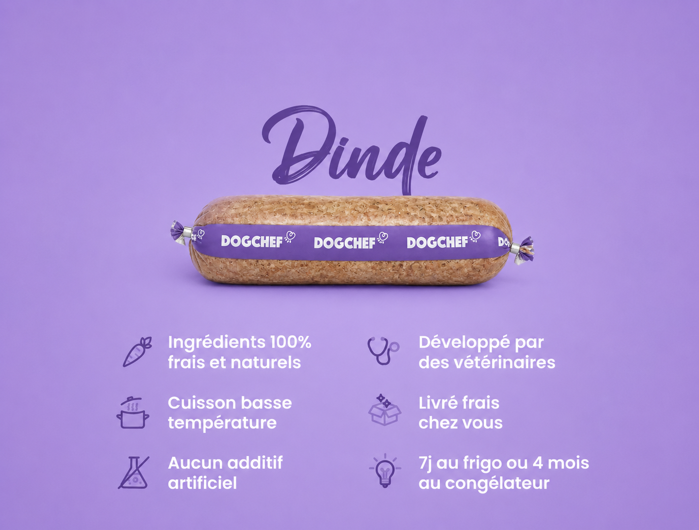 DOG CHEF Dinde 400g – Pâtée Fraîche Cuisinée Monoprotéine Chien