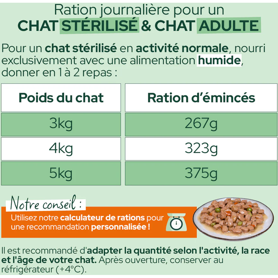 EQUILIBRE & INSTINCT Emincés pour chat au saumon légumes BIO 100g