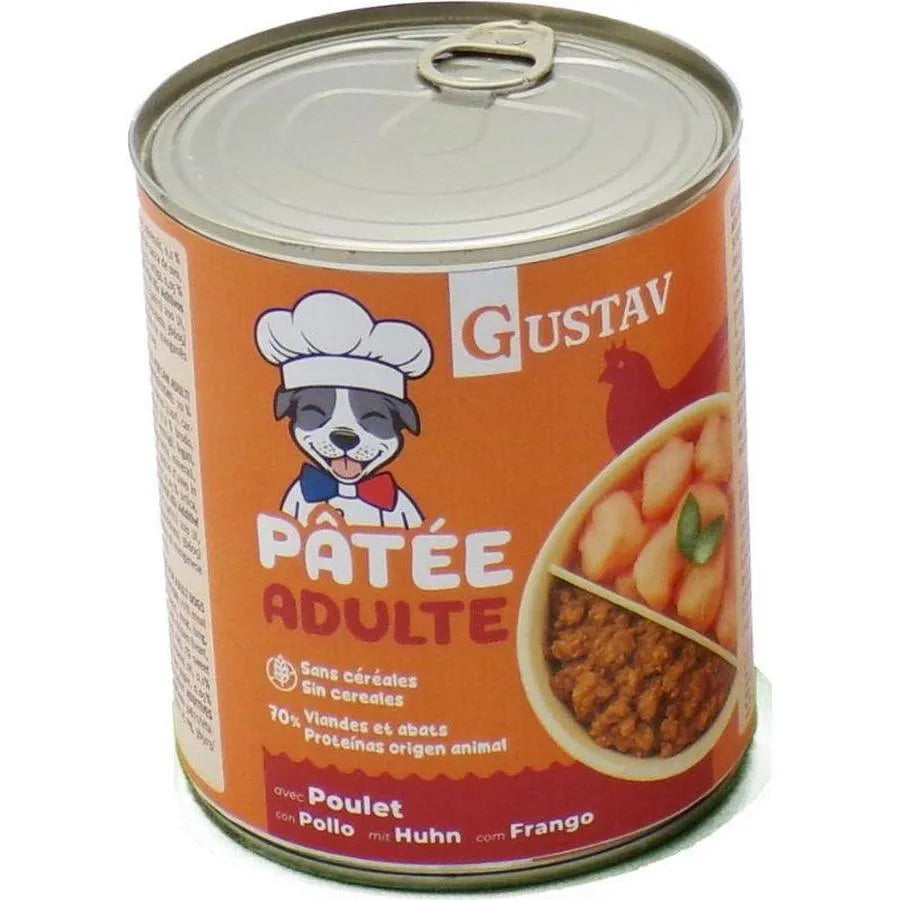 GUSTAV Pâtée Chien Adulte Poulet 800g