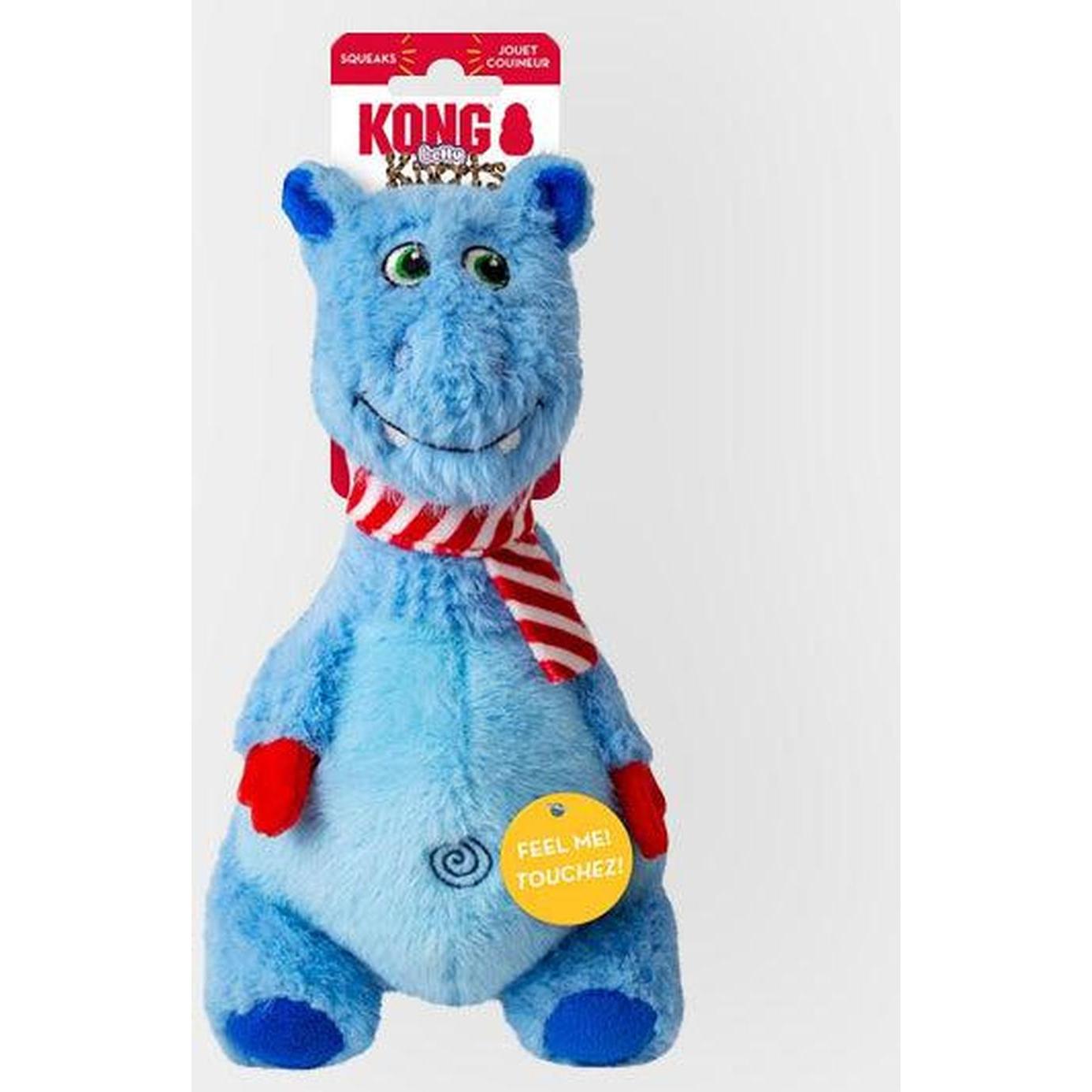 KONG Knots Belly Hippo M/L Jouet Peluche pour Chien Moyen/Grand Bleu 26x20x13cm