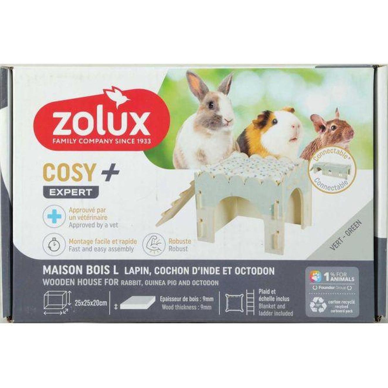 ZOLUX Maison en bois Cosy+ S Souris, Hamster et Rat Bois FSC Plaid polaire