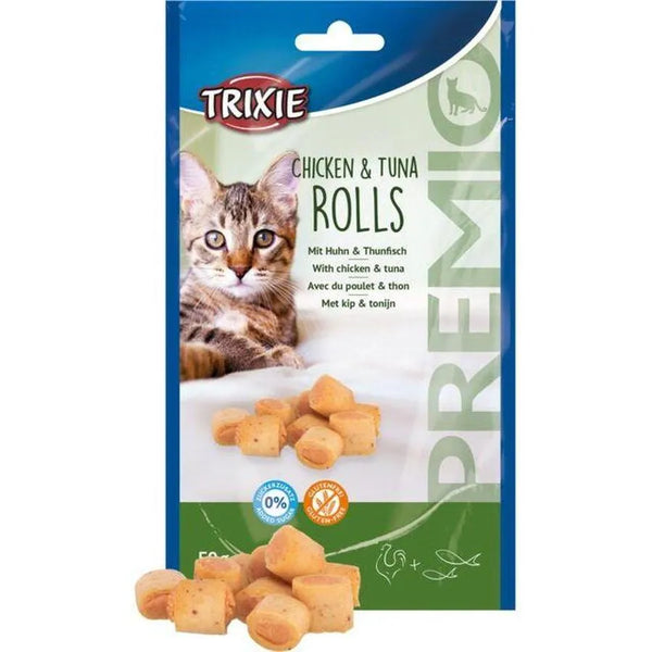 TRIXIE Premio Tuna Rolls Friandises au Thon et Poulet pour Chat 50g