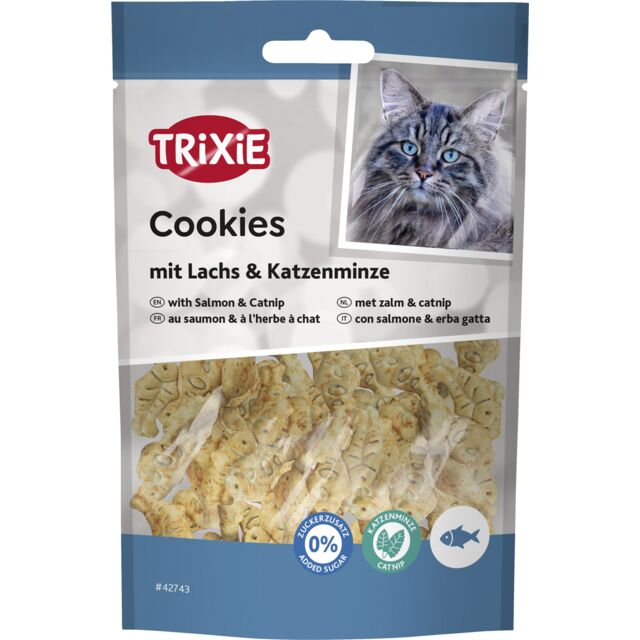 TRIXIE Cookies au saumon et à l’herbe à chat 50 g