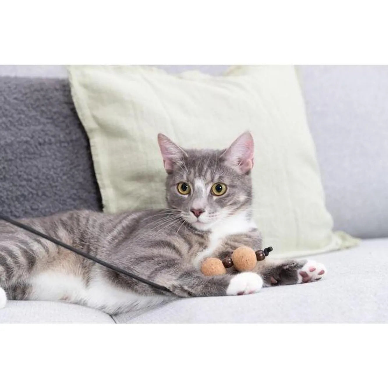 TRIXIE Canne à pêche avec balles CityStyle pour chat 40 cm Bois et Feutre Gris