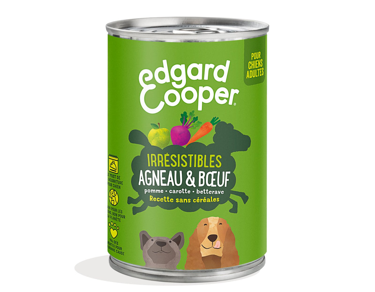 EDGARD & COOPER Pâtée Sans Céréales Chien Adulte Agneau & Bœuf 400 g (boîte)