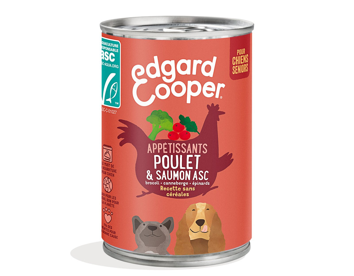 EDGARD & COOPER Pâtée Sans Céréales Chien Senior Poulet & Saumon ASC 400 g (boîte)