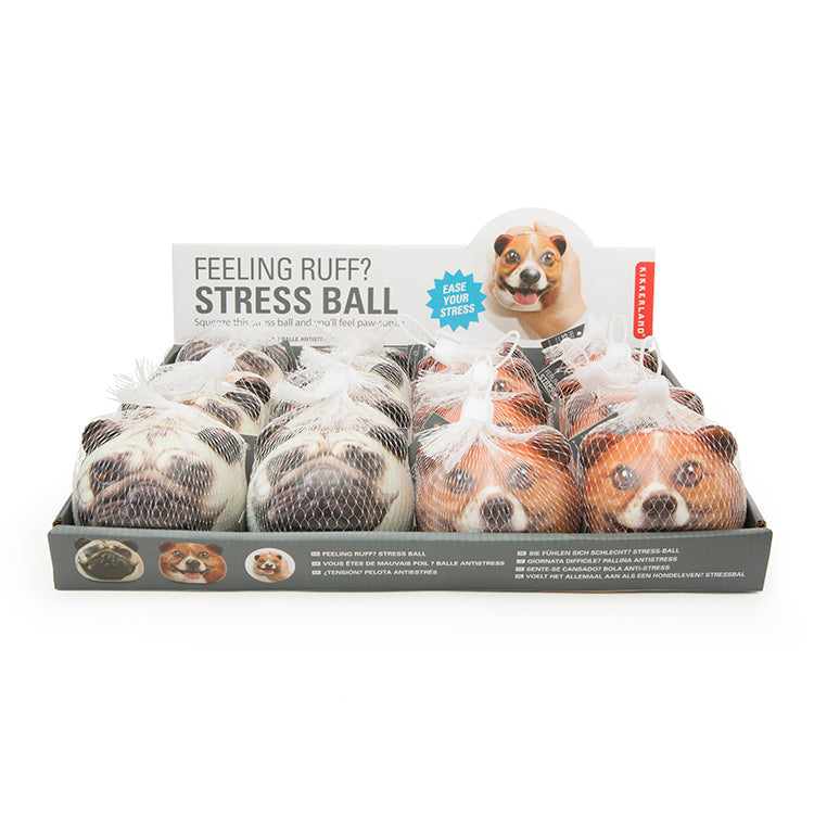 KIKKERLAND Feeling Ruff? Stress Balls Balles anti-stress chien Assortis PU 8,5x6,7x7,7cm