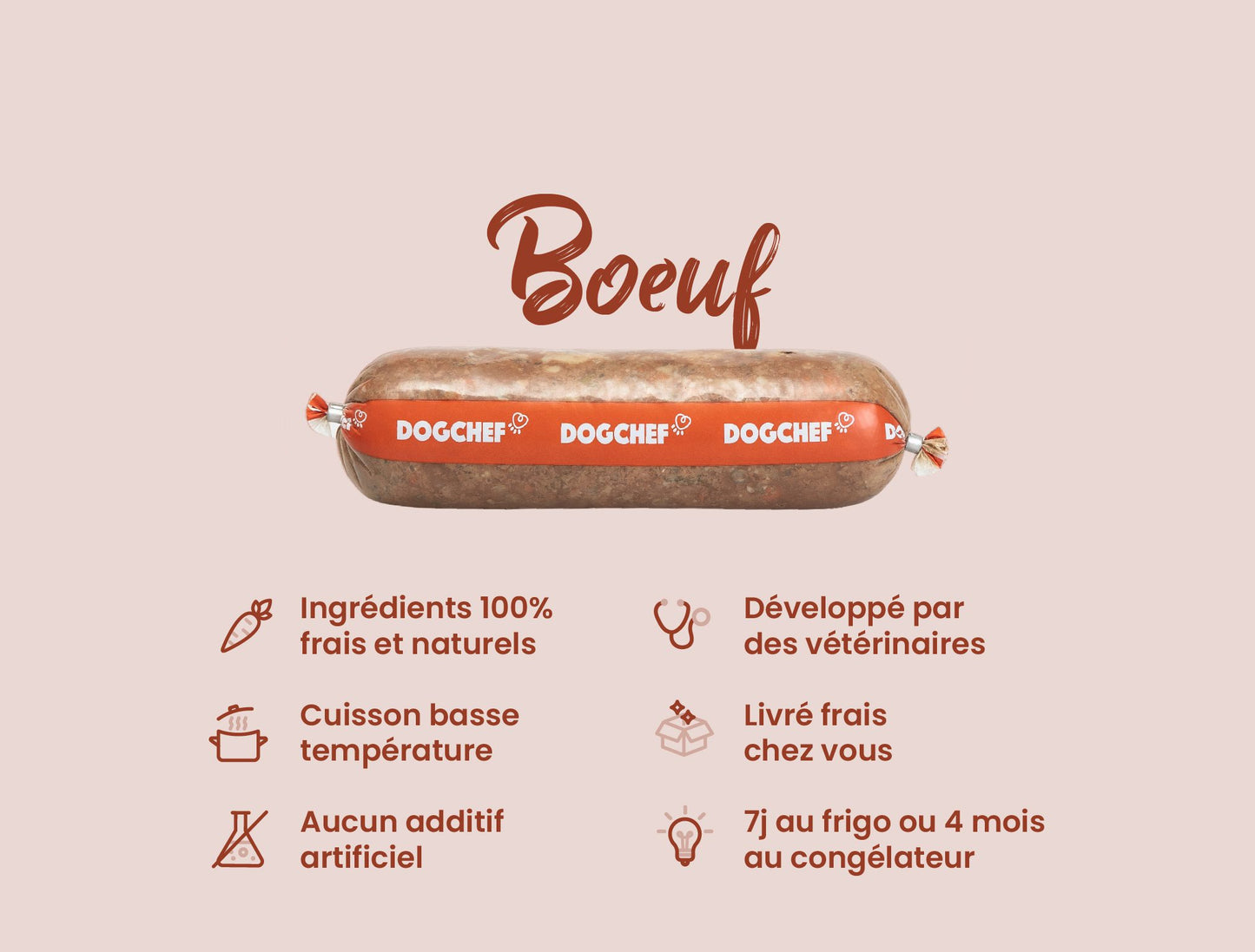 DOG CHEF Bœuf & Poulet 400g – Pâtée Fraîche Cuisinée pour Chien