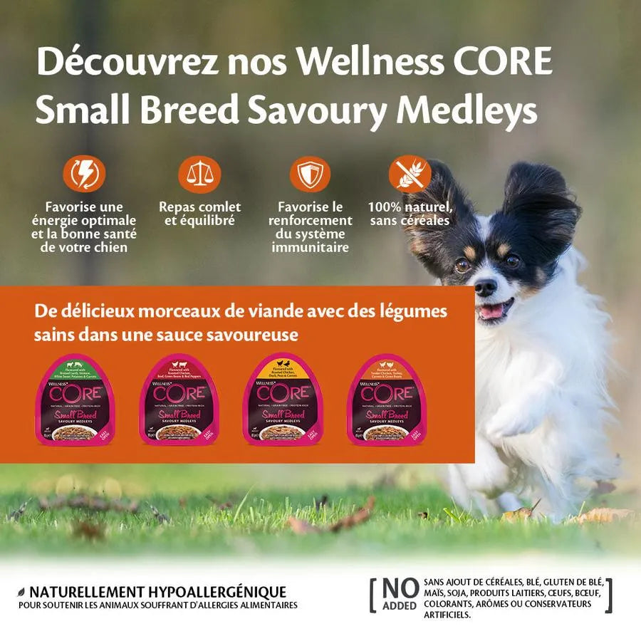 WELLNESS CORE Chien Savoury Medley Nourriture humide Poulet Boeuf Légumes 6x85g