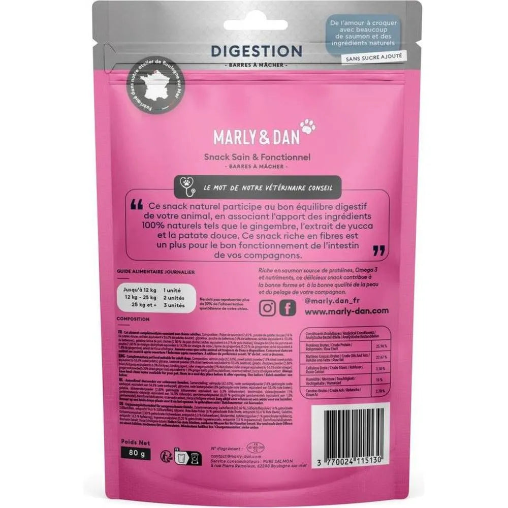 MARLY ET DAN Barres à mâcher Digestion Chien 80g