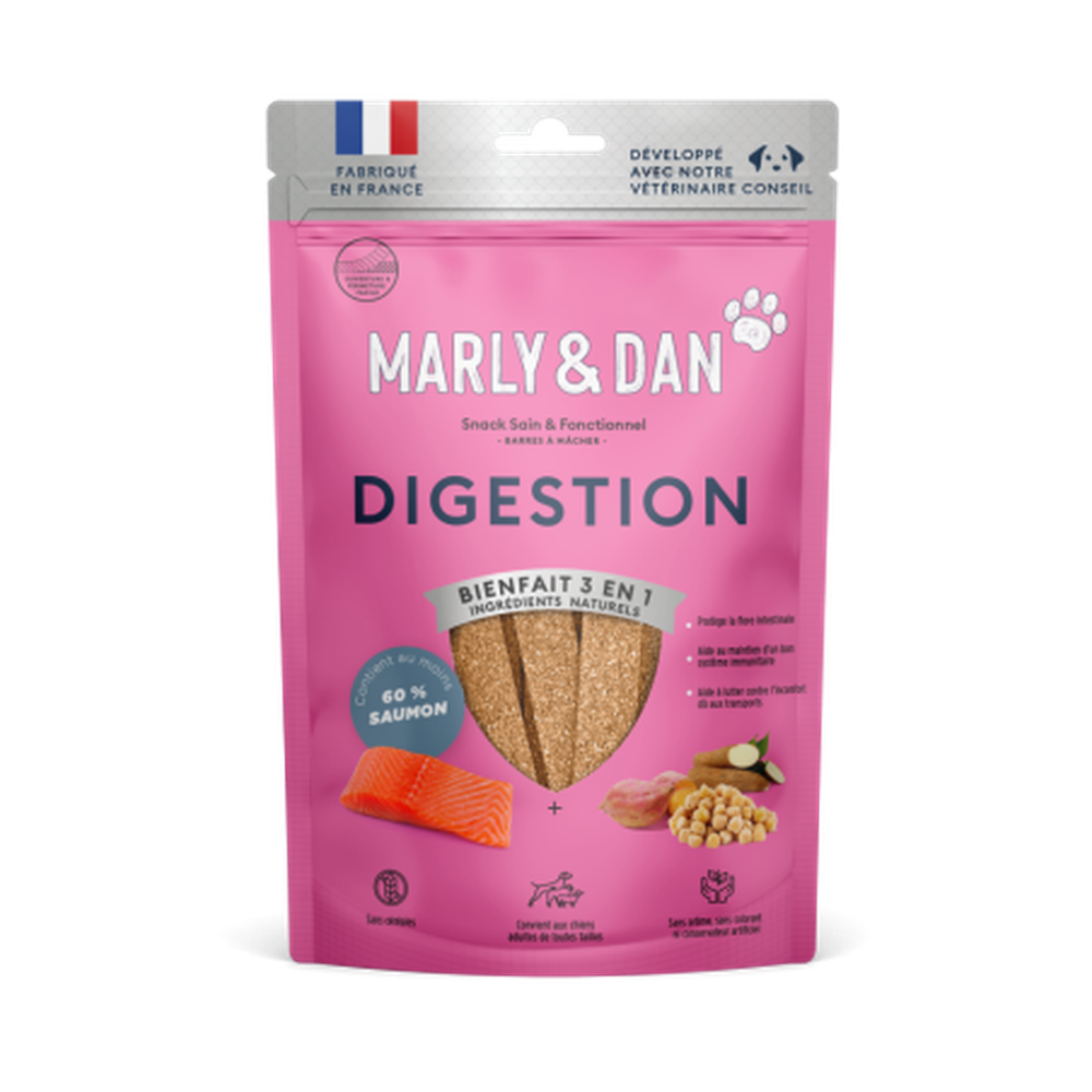 MARLY ET DAN Barres à mâcher Digestion Chien 80g