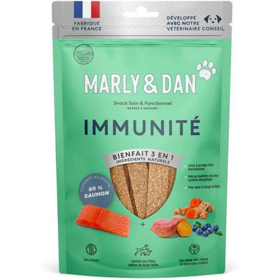 MARLY ET DAN Barres à mâcher Soutien Immunitaire Chien Saumon Sans Céréales 80g