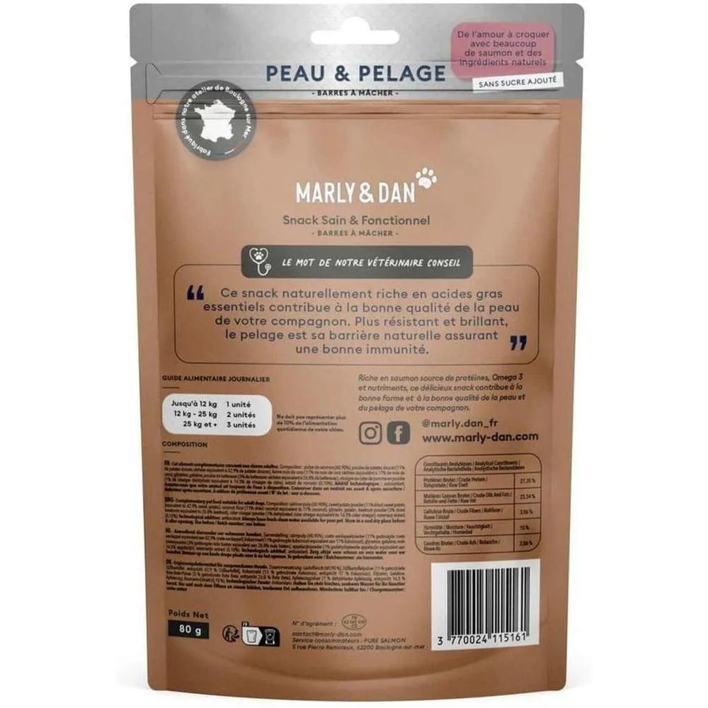 MARLY ET DAN Barres à mâcher Peau et Pelage Chien 80g