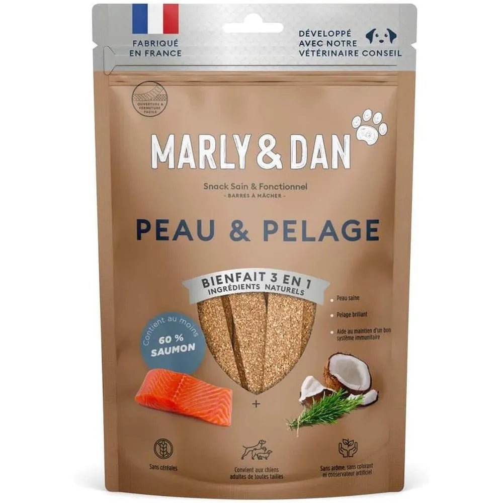 MARLY ET DAN Barres à mâcher Peau et Pelage Chien 80g