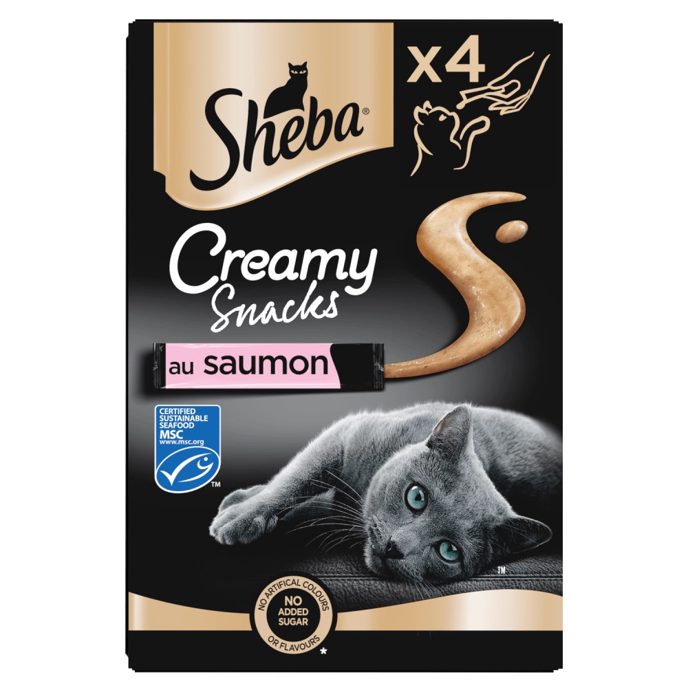 SHEBA Creamy Snacks Saumon pour Chat Adulte 4 x 12 g