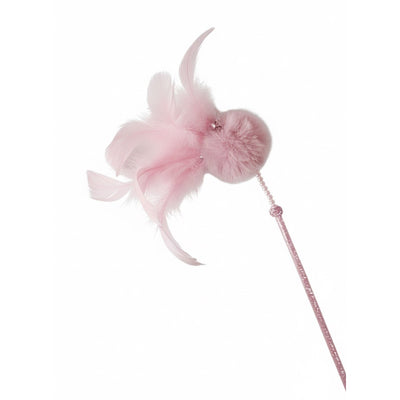 Canne à pêche plume pour chat gris/blanc/rose