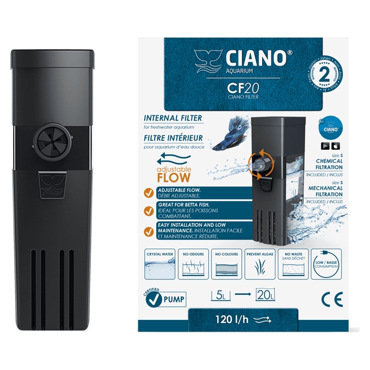 CIANO CF20 Filtre Intérieur pour Aquarium 5 à 20L