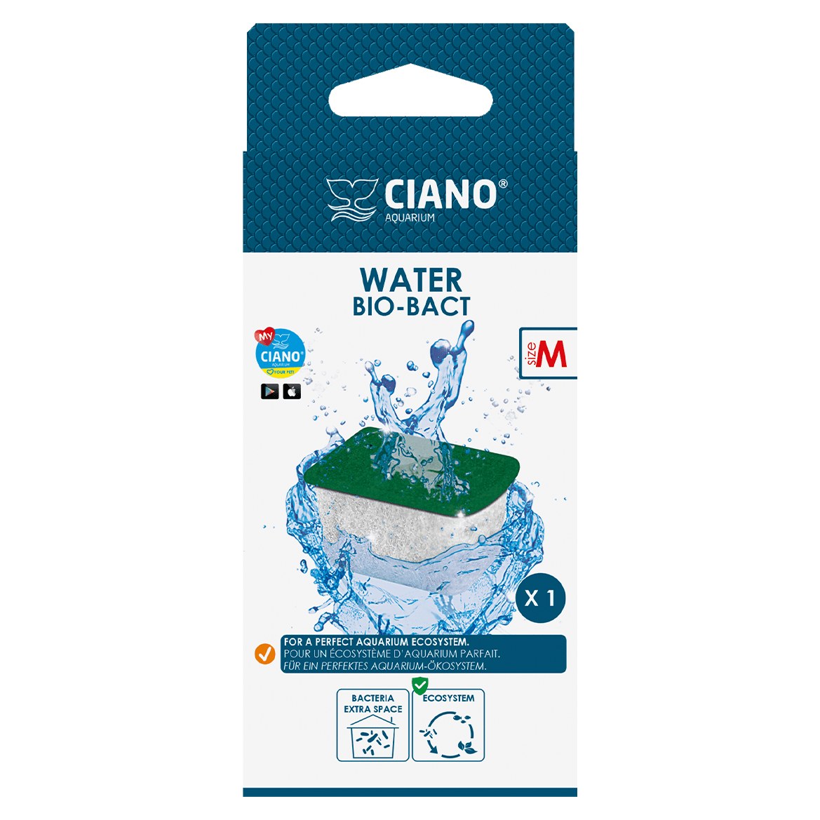 CIANO Water Bio-Bact Cartouche de Filtration Biologique Taille M pour Filtre CF80