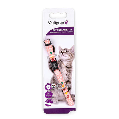 VADIGRAN Collier pour chaton Blanc Fleurs Violettes Réglable 20-30cm x 10mm avec Clochette