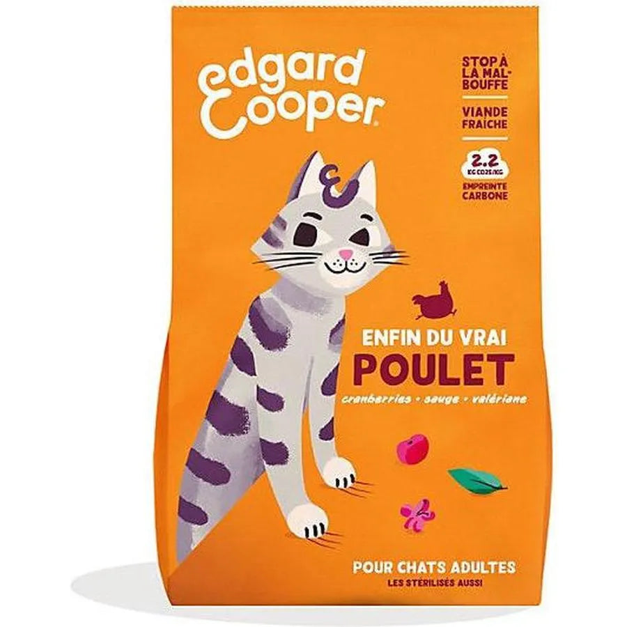 EDGARD COOPER Croquettes Sans Céréales au Poulet Frais 4kg pour Chat Adulte