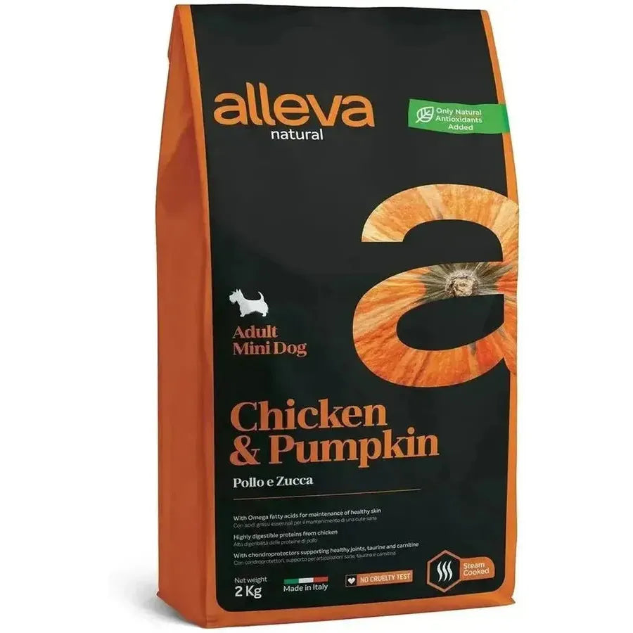 Croquettes Alleva Natural Poulet & Potiron chien adulte mini 2kg