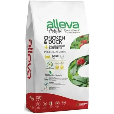 Croquettes sans céréales Alleva Holistic Poulet & Canard + Aloe Vera & Ginseng chat adulte