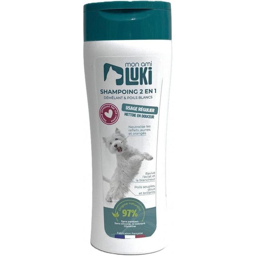 ZOOMALIN Shampoing 2 en 1 chien spécial poil blanc 300ml