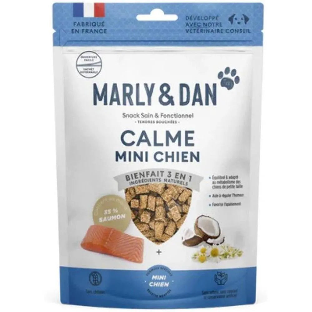 MARLY ET DAN Tendres bouchées Calme Mini Chien Saumon Camomille 100g