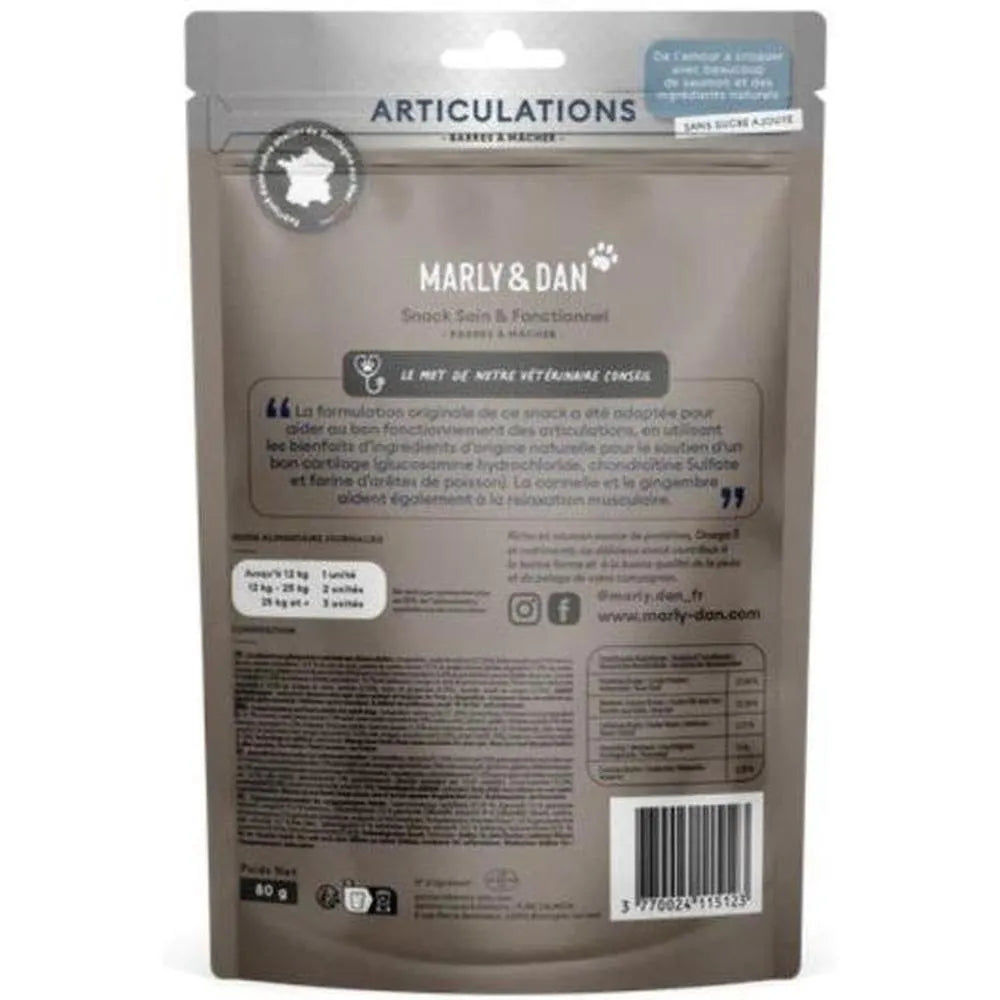 MARLY ET DAN Barres à mâcher Articulations Chien Saumon 80g