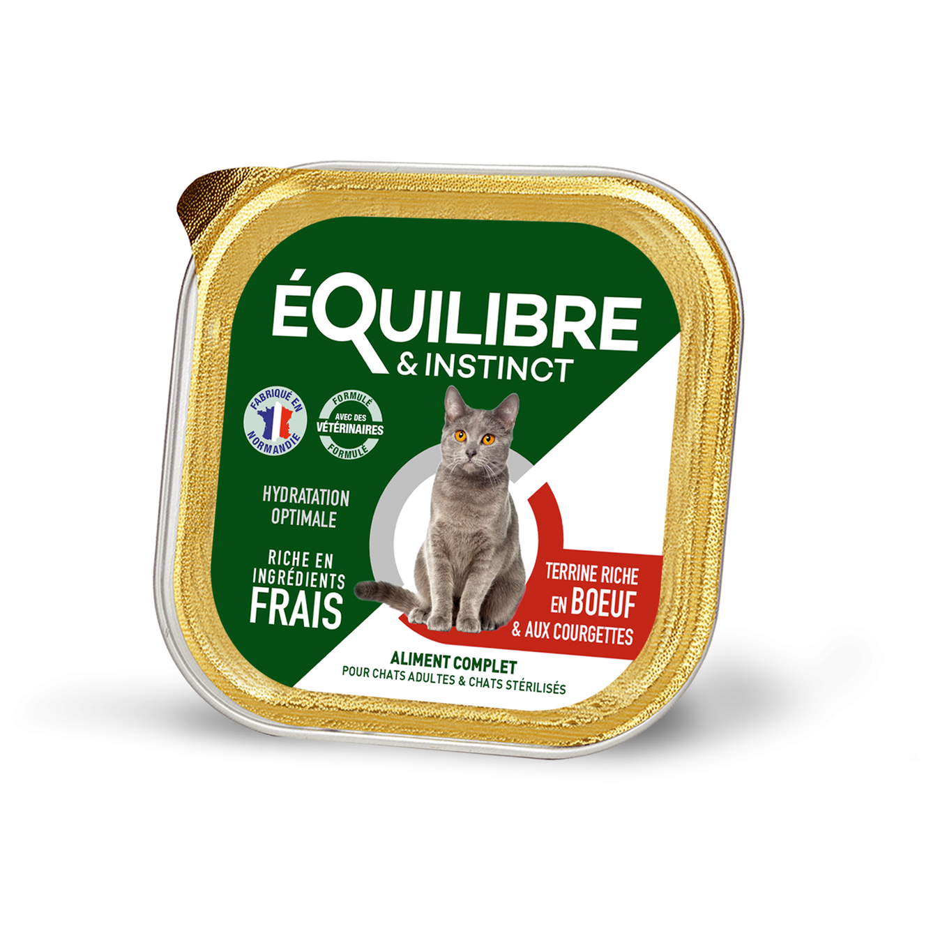 EQUILIBRE & INSTINCT Terrine pour chat stérilisé riche en boeuf & aux courgettes 12x100g