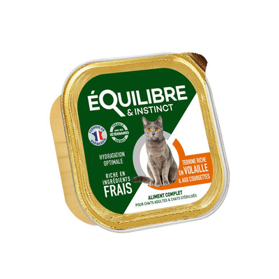 EQUILIBRE & INSTINCT Terrine pour chat stérilisé riche en volaille & courgettes 85g