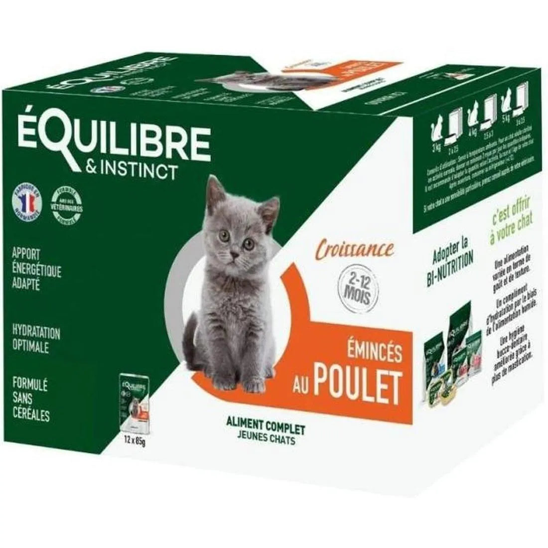 EQUILIBRE & INSTINCT Emincés pour chat au poulet légumes BIO 100g