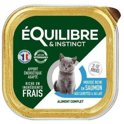 EQUILIBRE & INSTINCT Mousse pour jeune chat riche en saumon, carotte & lait 85g