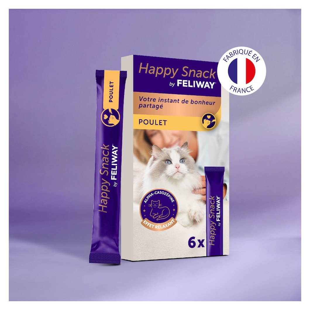 FELIWAY Happy Snack Friandise Relaxante au Poulet pour Chat 6 Sticks de 15g