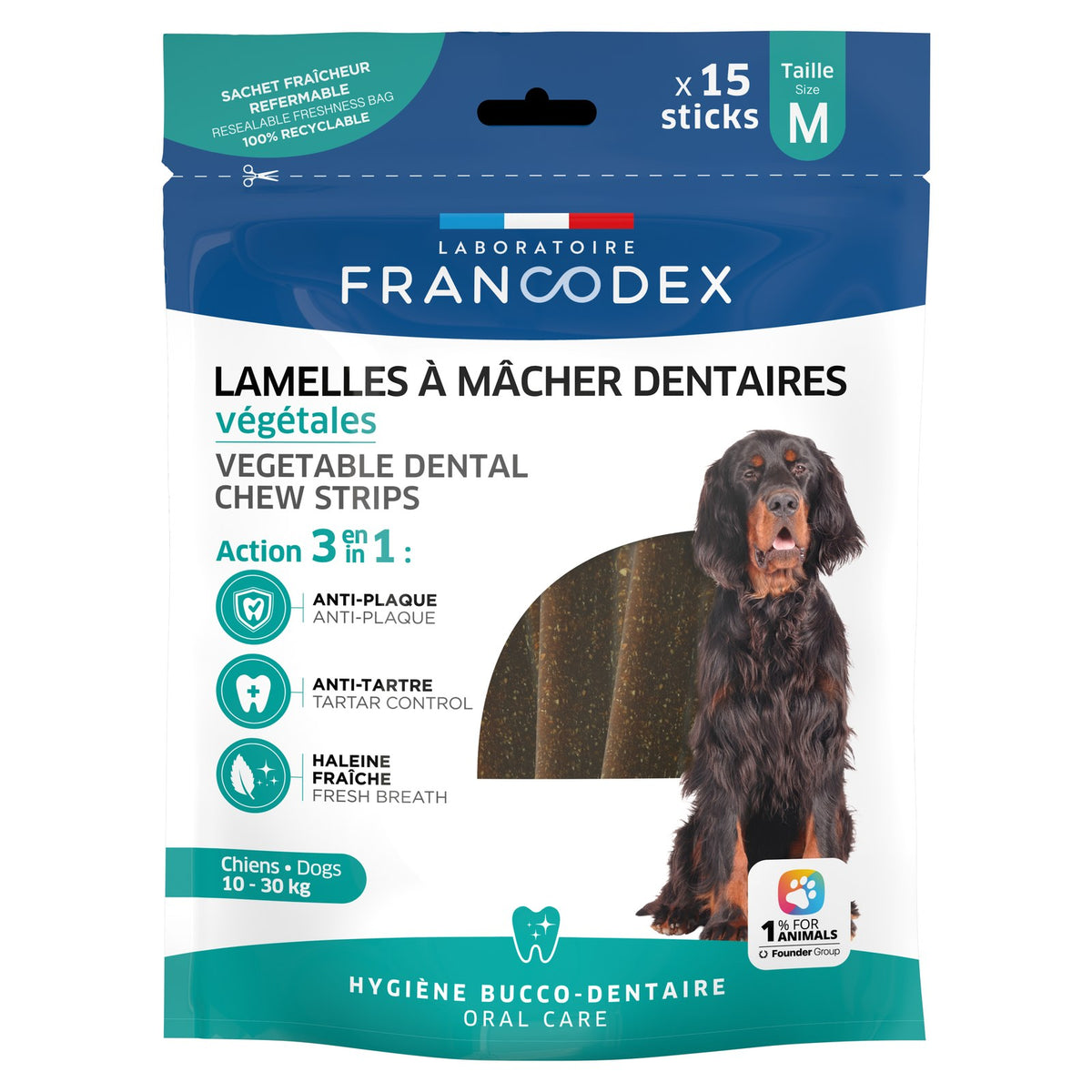 FRANCODEX Lamelles à Mâcher Dentaires Chien Taille M 350g