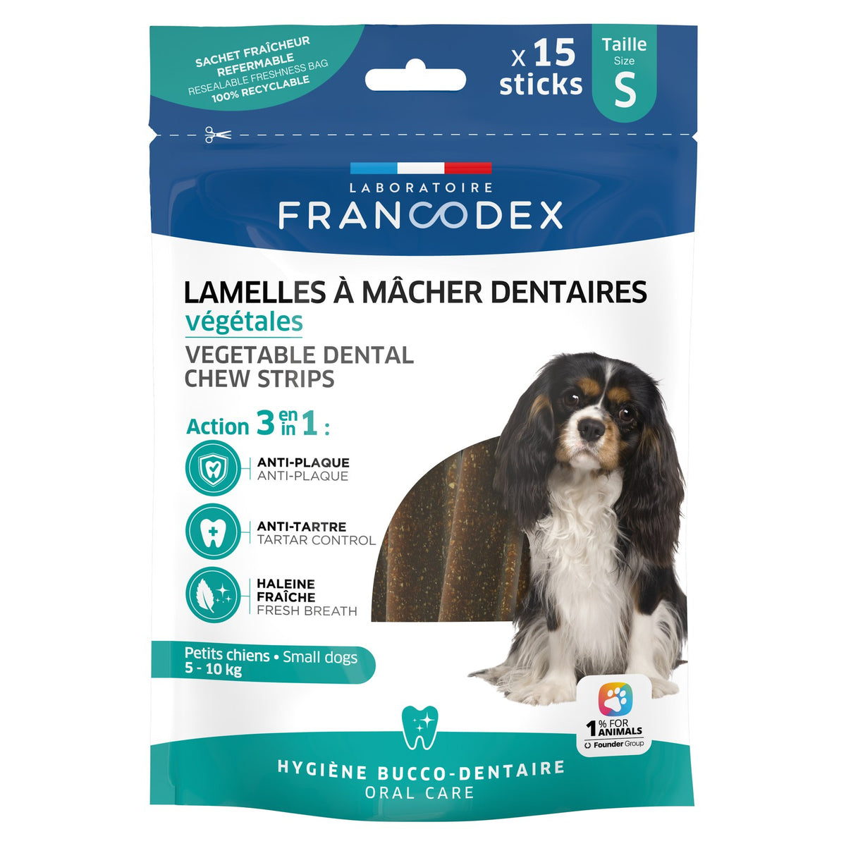 FRANCODEX Lamelles à Mâcher Dentaires Petit Chien Taille S 224g