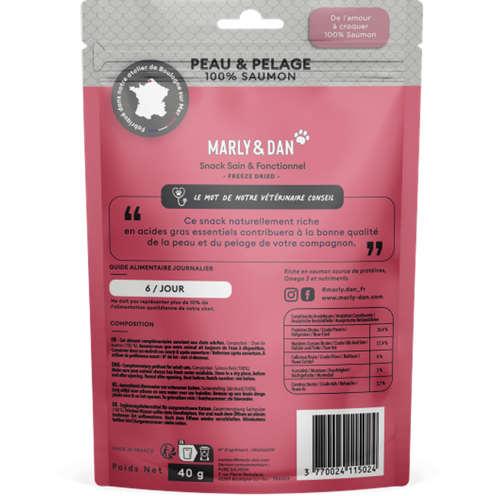 MARLY ET DAN Freeze Dried Booster Saumon Chat 40g