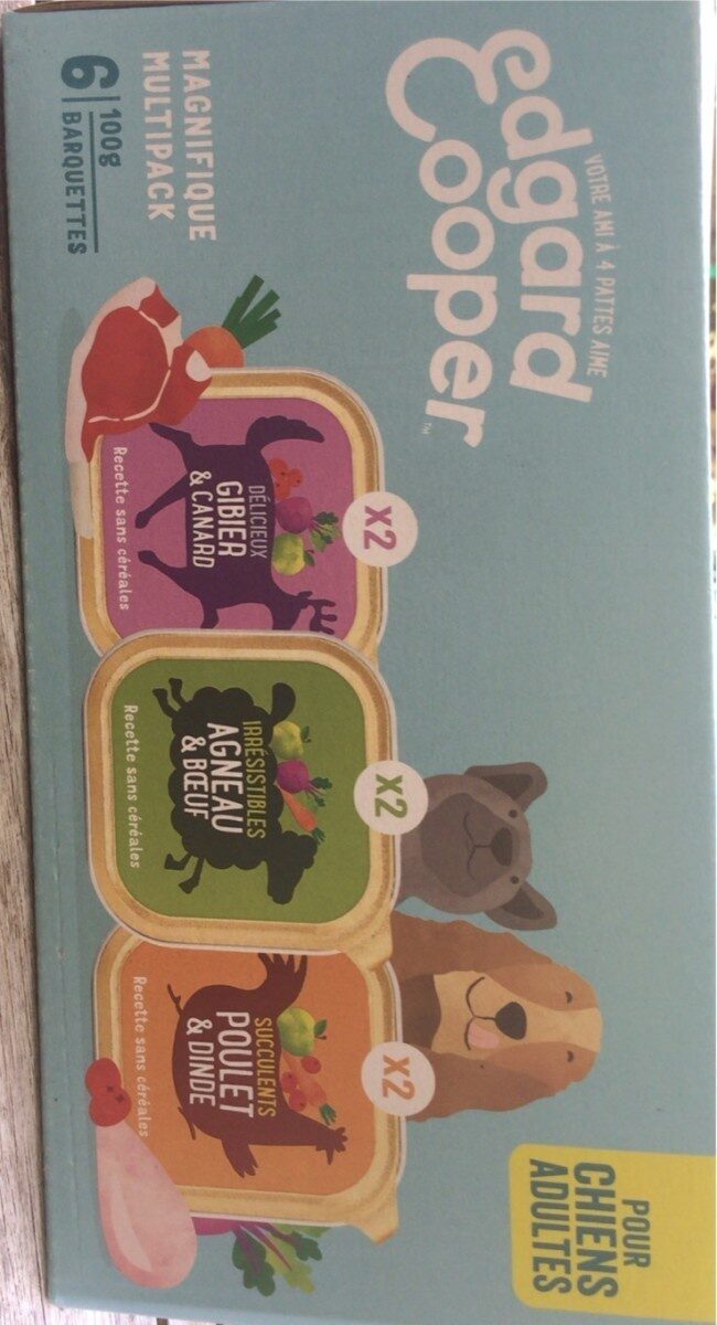 EDGARD & COOPER Multipack Pâtées Naturelles Sans Céréales Chien Adulte 6 x 100 g (Poulet & Dinde, Agneau & Bœuf, Gibier & Canard)