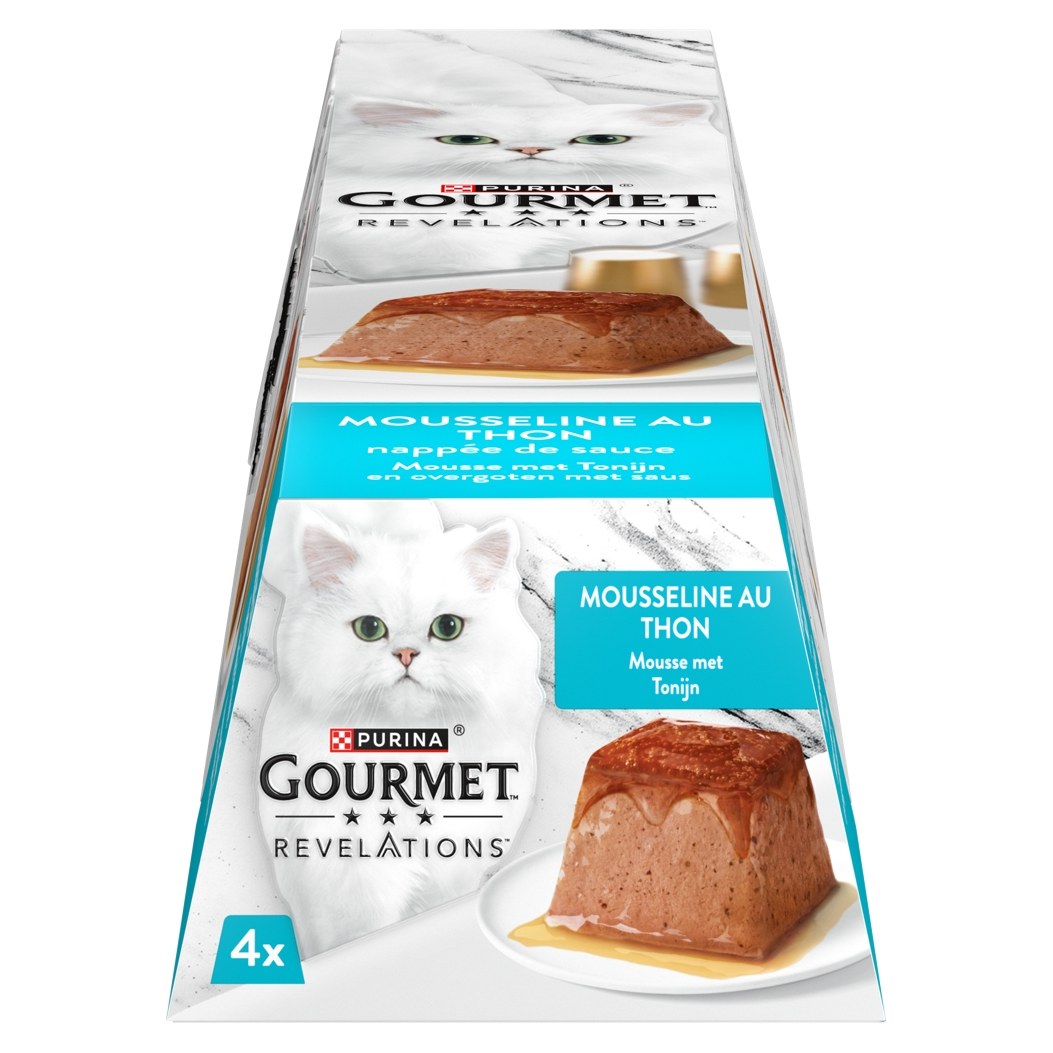 GOURMET Révélations Mousseline au Thon Nappée de Sauce Pâtée pour Chat 4x57g