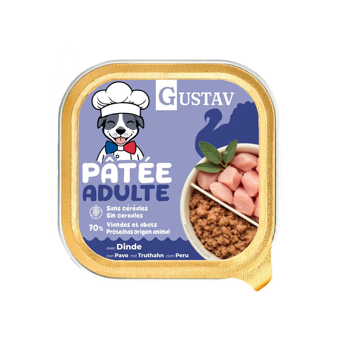 Barquette Gustav pâtée pour chien adulte à la dinde 150 g