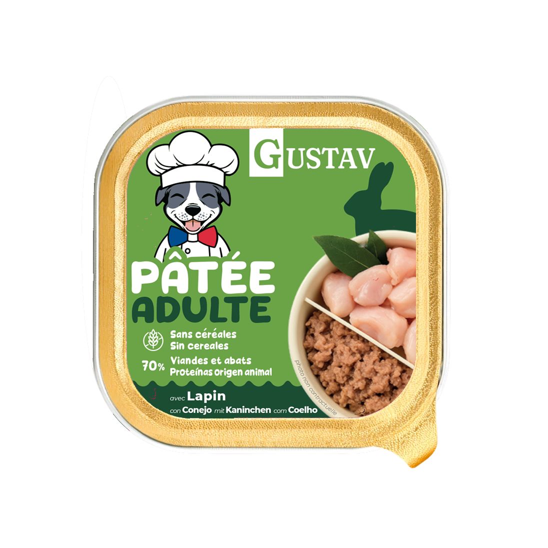 Barquette Gustav pâtée pour chien adulte au lapin 150 g