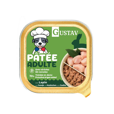Barquette Gustav pâtée pour chien adulte au lapin 150 g