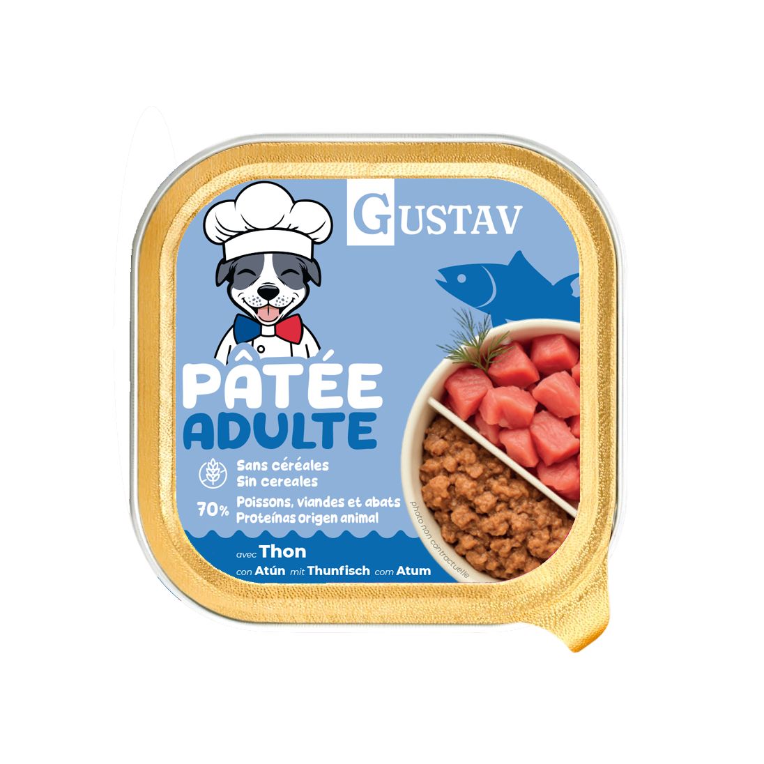 Barquette Gustav pâtée pour chien adulte au thon 150 g
